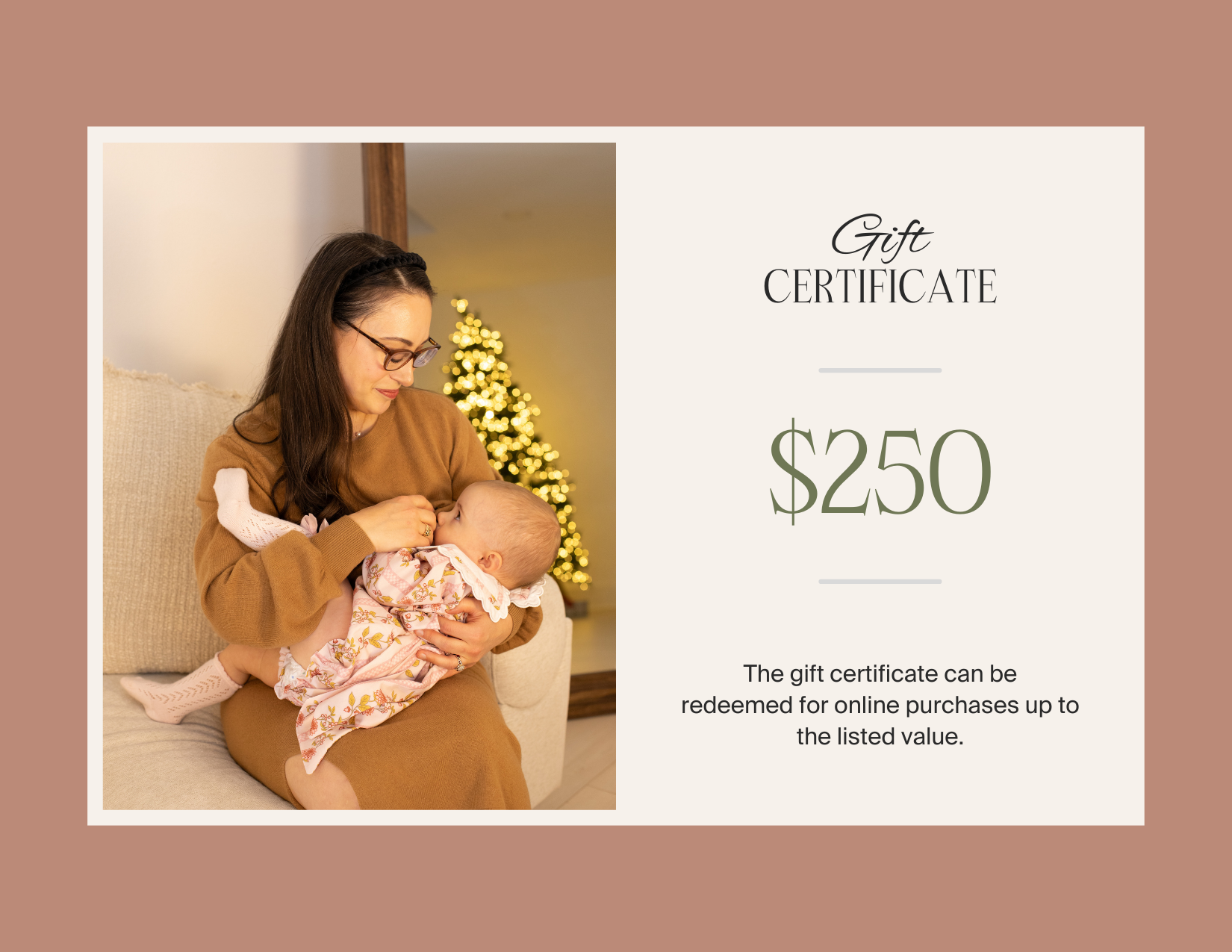 Hone $250 Gift Certificate. Give luxury postpartum apparel and professional nursing clothes made in Italy.